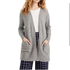Madewell Ryder Cardigan Sweater Longline Gray Merino Wool